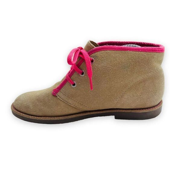 Lands' End Suede Chukka Boots Beige / Pink Youth Girls 4M - Picture 6 of 11